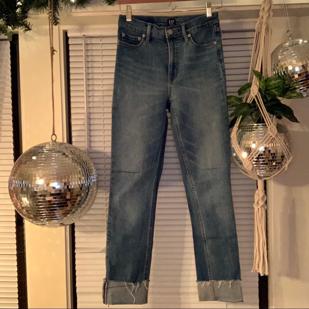 gap straight cigarette high-rise jeans